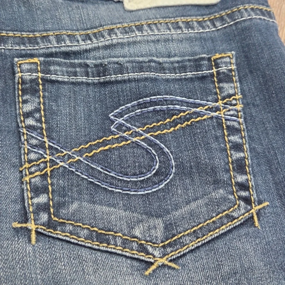 Silver Jeans Co Toni Mid Rise Cuffed Denim Shorts W29 Blue Medium Wash